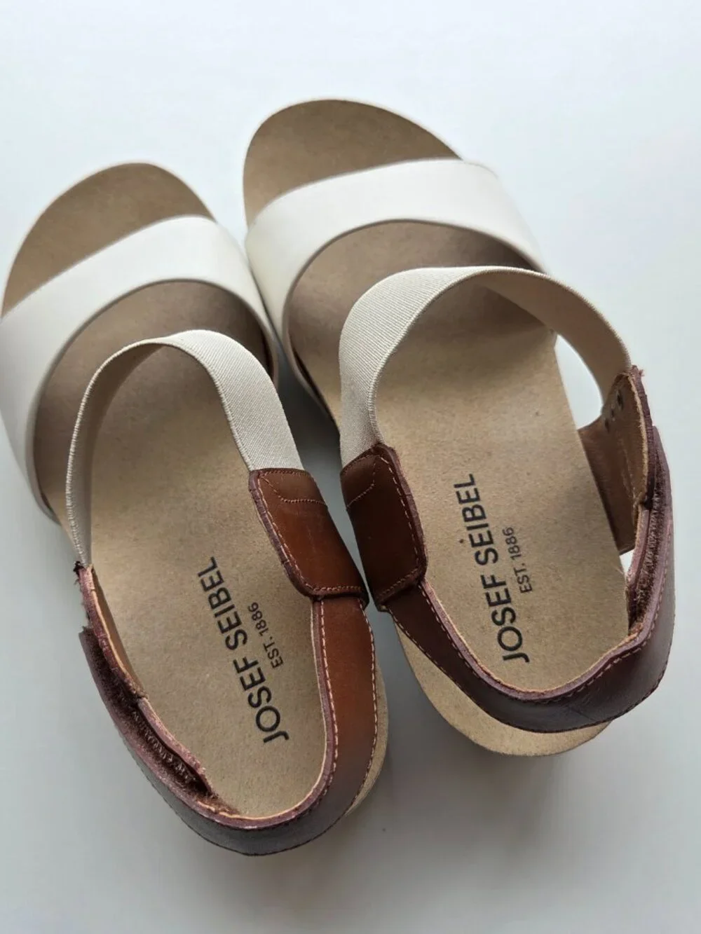 Josef Seibel Quinn Sandals Size EU 37 US 6.5 White Brown Neutral Comfort Classic